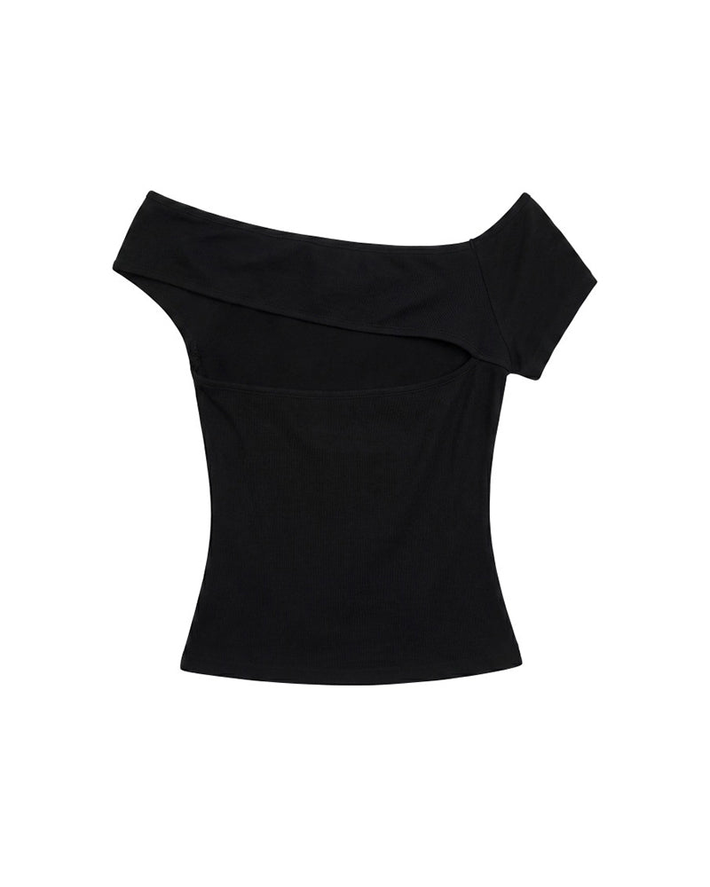 Asymmetrical neckline, fitted short-sleeved top (women's)