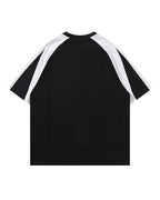 Retro stitching contrast color loose short sleeves
