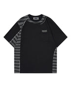 Irregular Color-Block Stripe Short-Sleeve Top