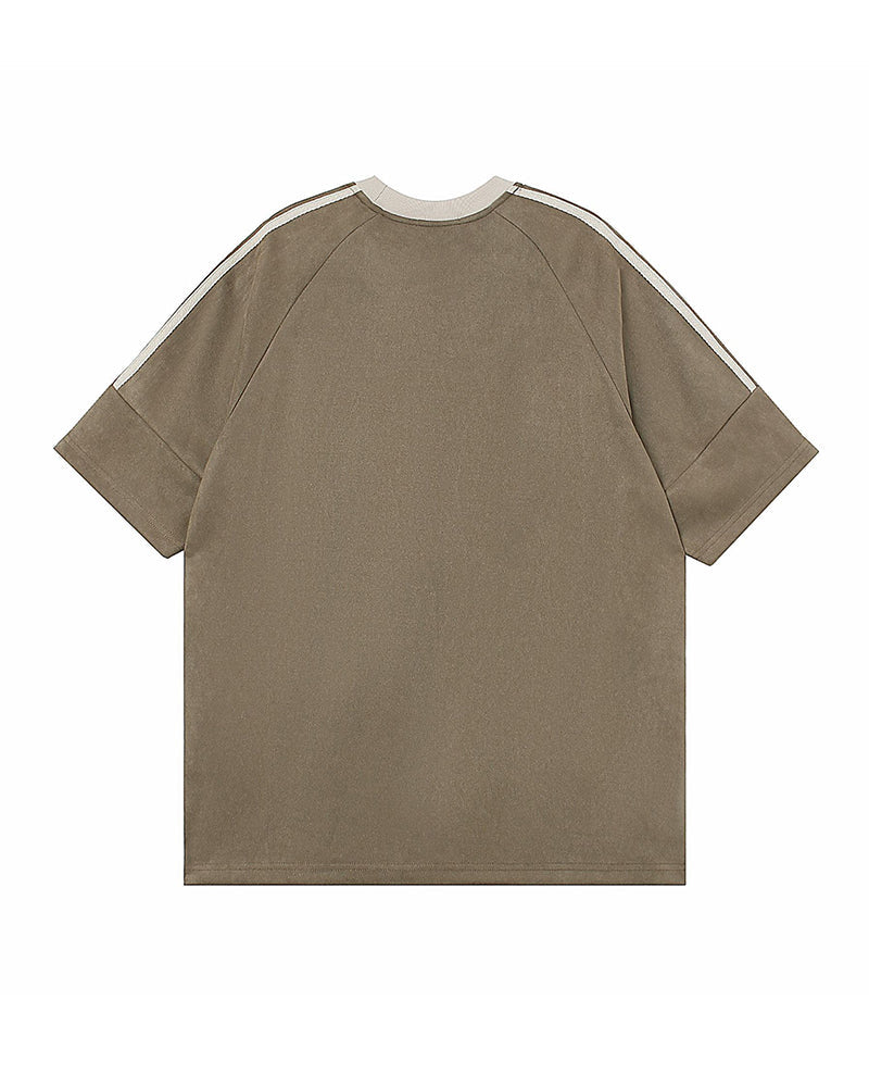 American retro patchwork contrasting short sleeves
