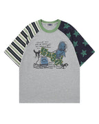 Retro Color-block Short-sleeved T-shirt