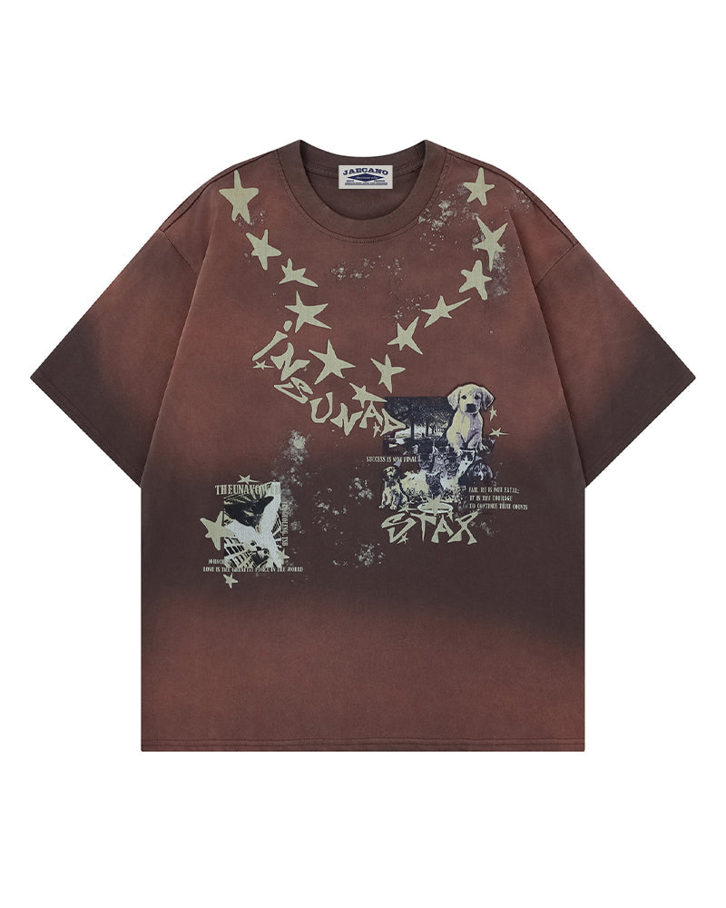 Distressed star short sleeve