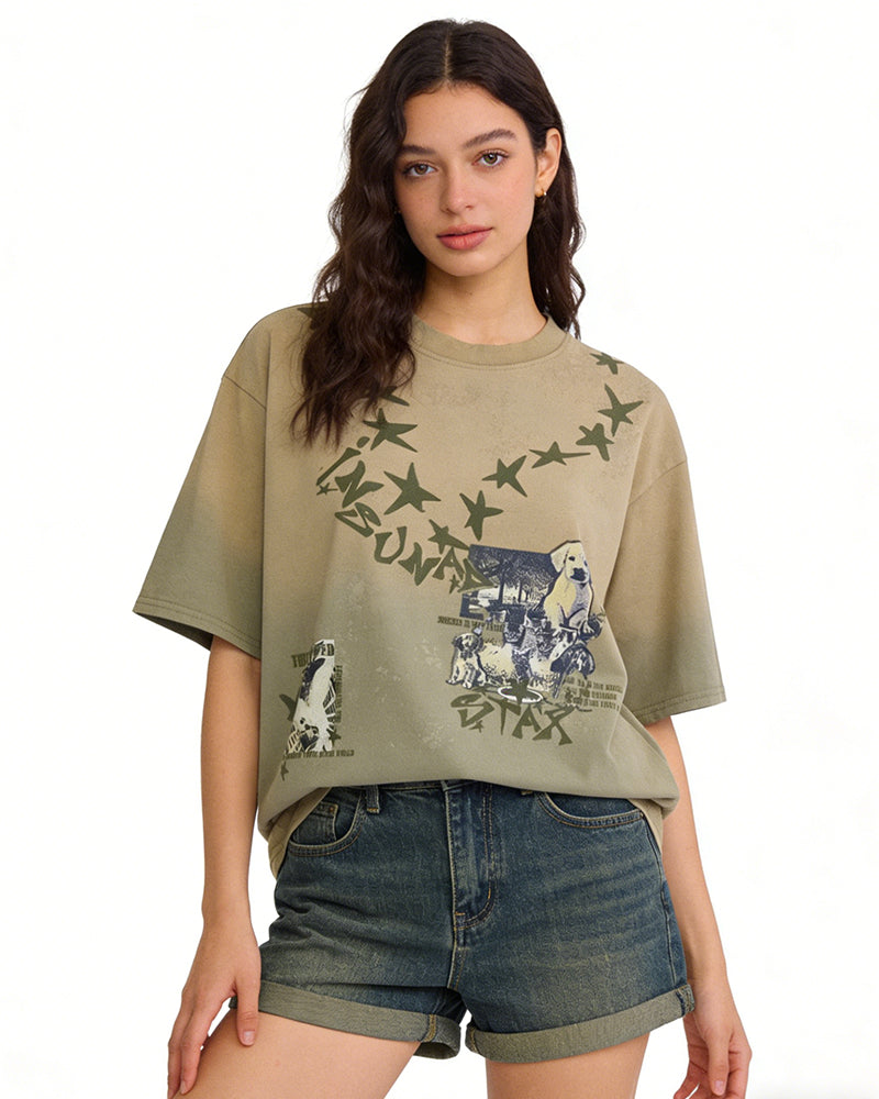 Distressed casual short-sleeved shirt