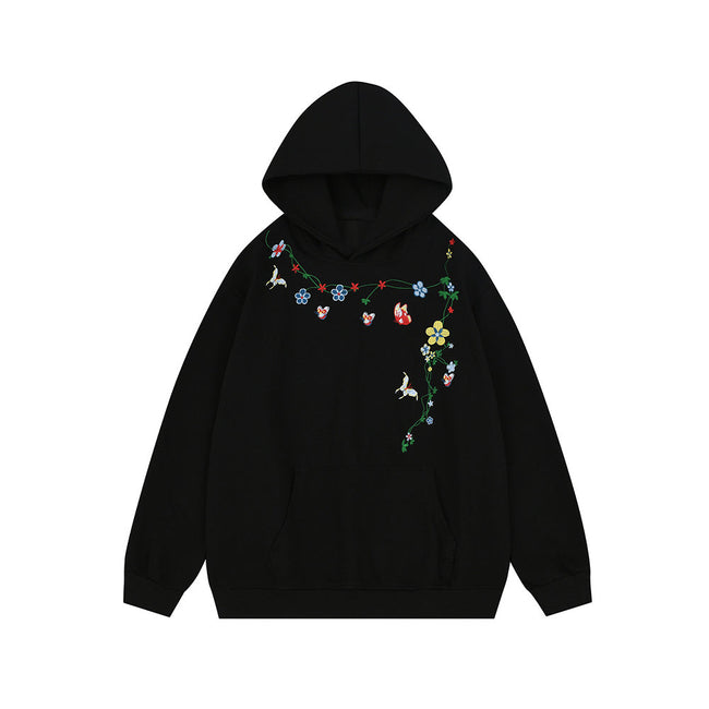 Floral embroidered sweatshirt hoodie Hover Image