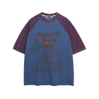 Letter print colorblock short sleeves