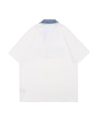 American retro lapel zipper short sleeves