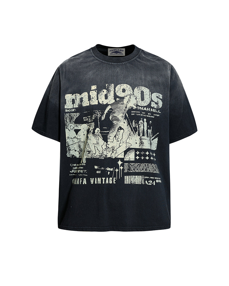 Distressed washed short-sleeved shirt