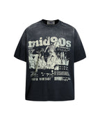 Distressed washed short-sleeved shirt
