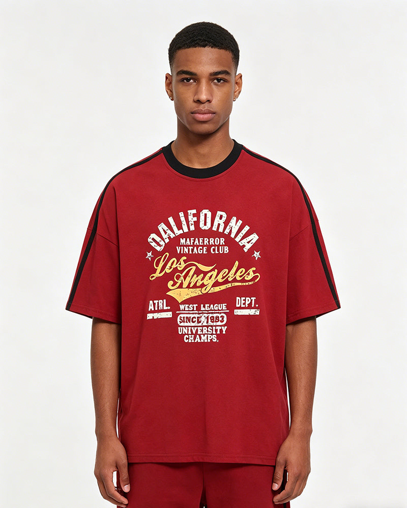 Contrast color letter print short sleeves