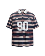Color-blocked striped short-sleeved shirt