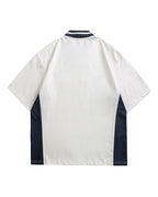 Contrast color stitching polo short sleeves