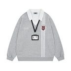 Fake two-piece college style sweatshirt