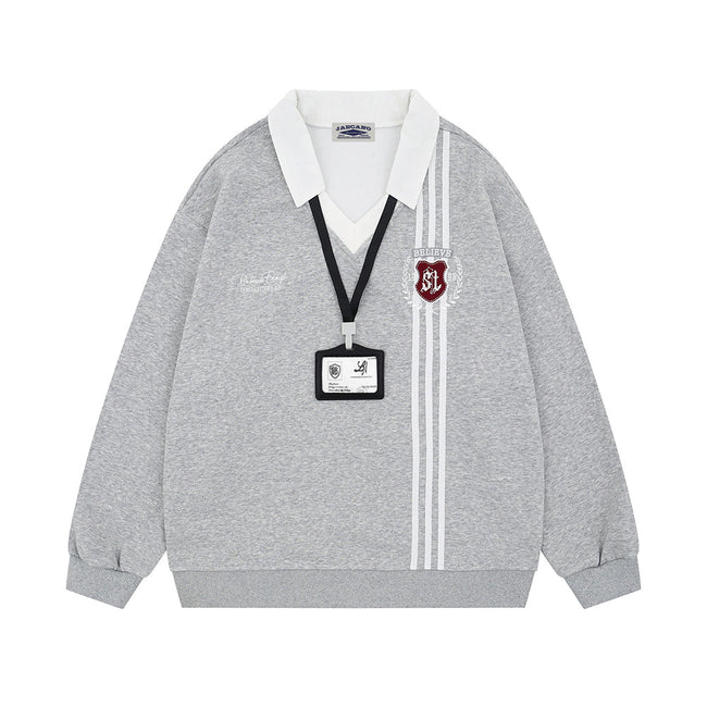 Fake two-piece college style sweatshirt Hover Image