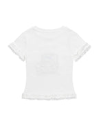 Lace-paneled short-sleeved top