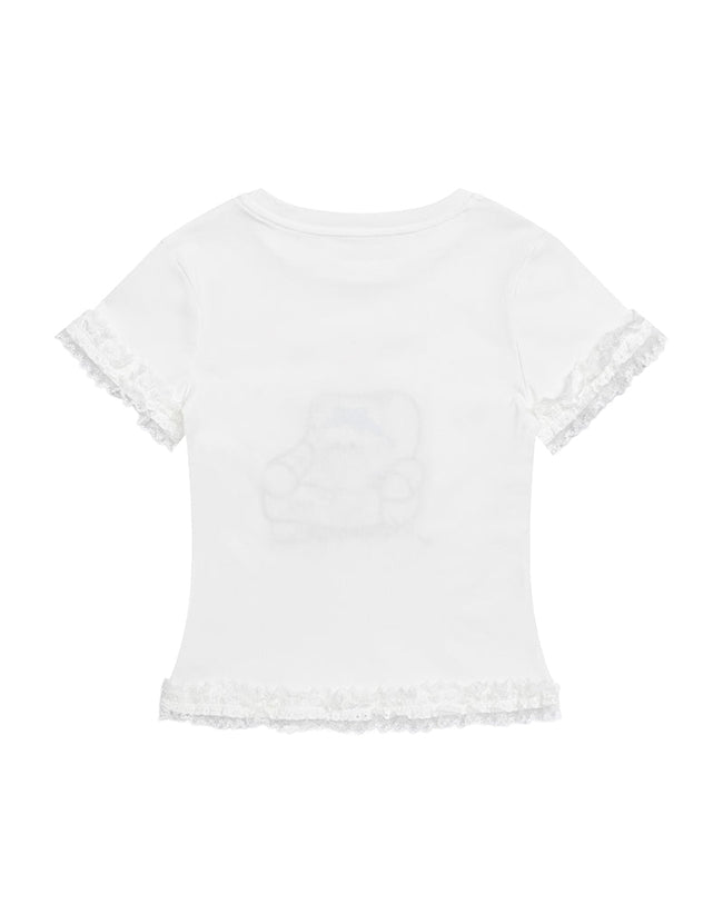 Lace-paneled short-sleeved top Main Image