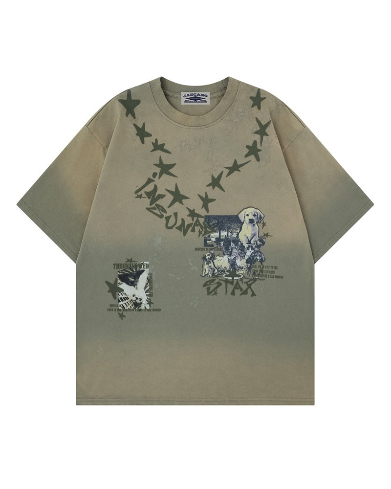 Distressed casual short-sleeved shirt