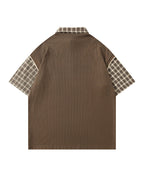 Faux two-piece spliced short-sleeved shirt