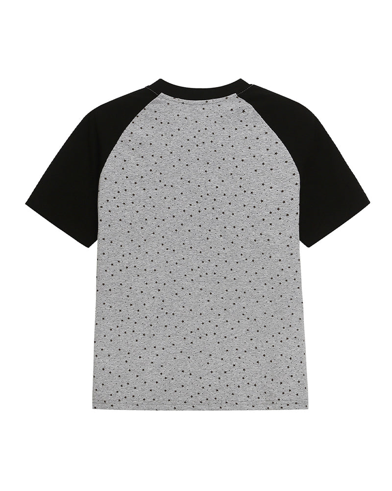 Bear-print color-blocked short-sleeved T-shirt (women's)
