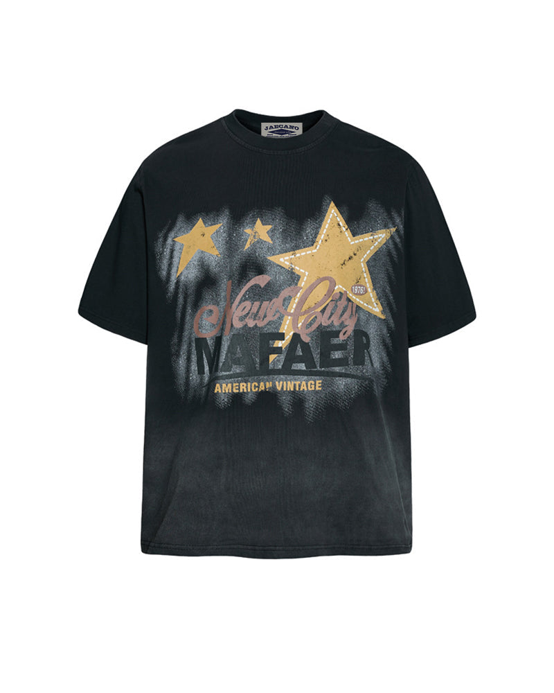 Washed distressed short-sleeved shirt