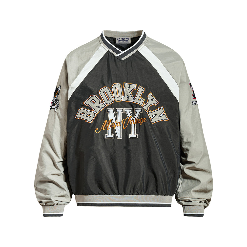 Color-blocked letter sweatshirt