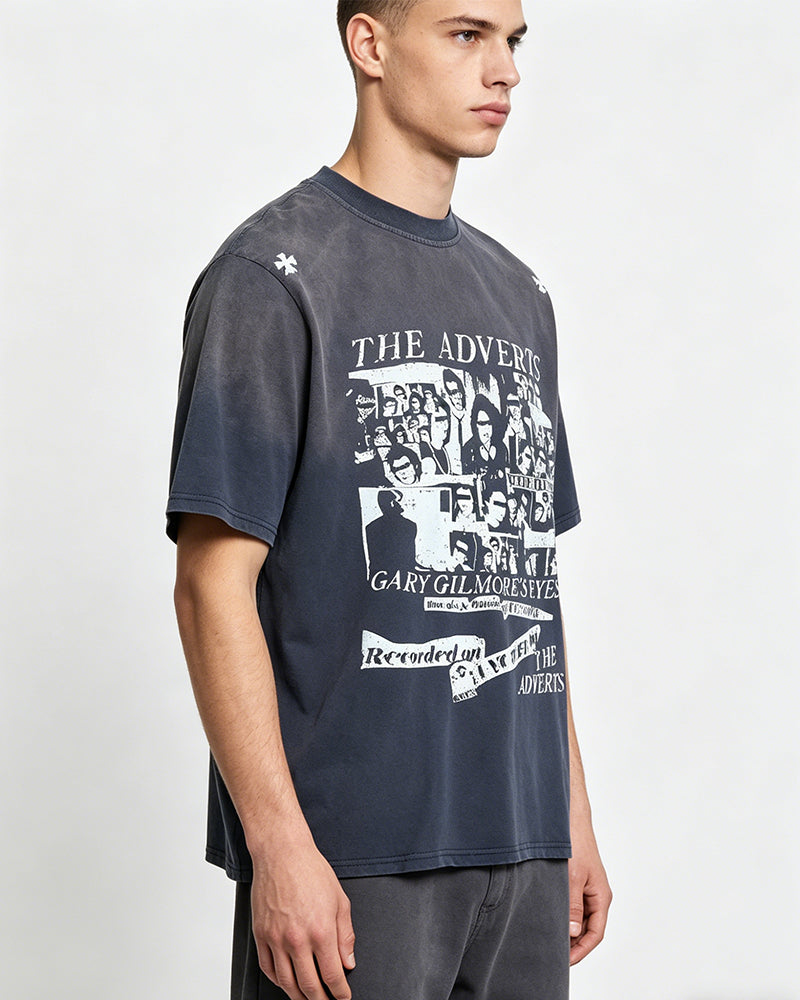 Distressed Print Short-Sleeve