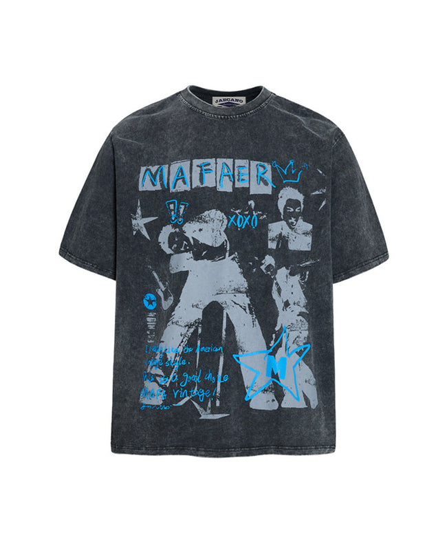 Vintage washed distressed short-sleeved shirt Hover Image