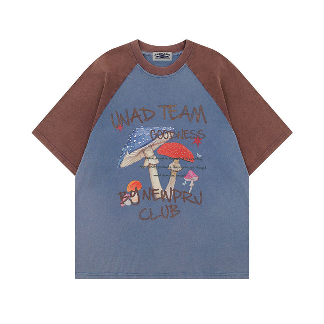 Contrast color mushroom short sleeves Hover Image