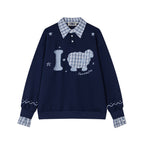 Fake two-piece lamb sweatshirt
