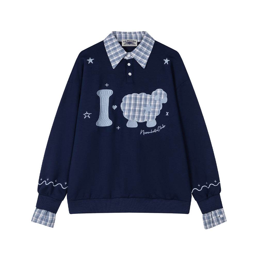 Fake two-piece lamb sweatshirt