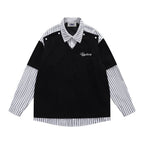Fake two-piece polo sweatshirt