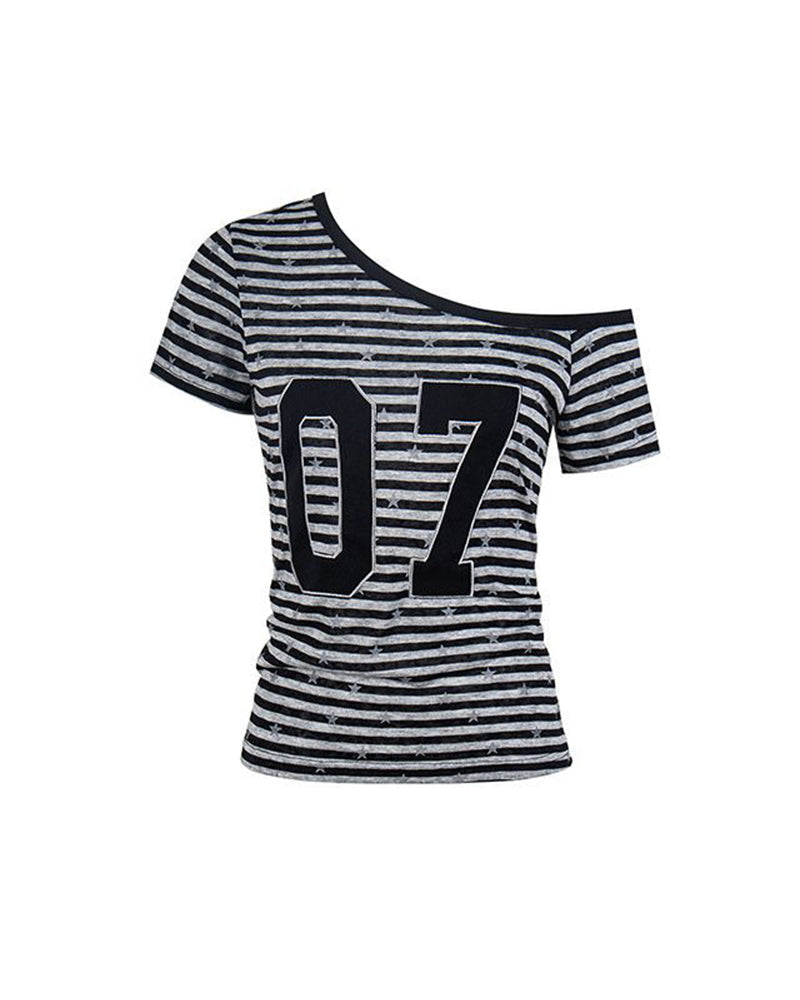 Retro striped short sleeves
