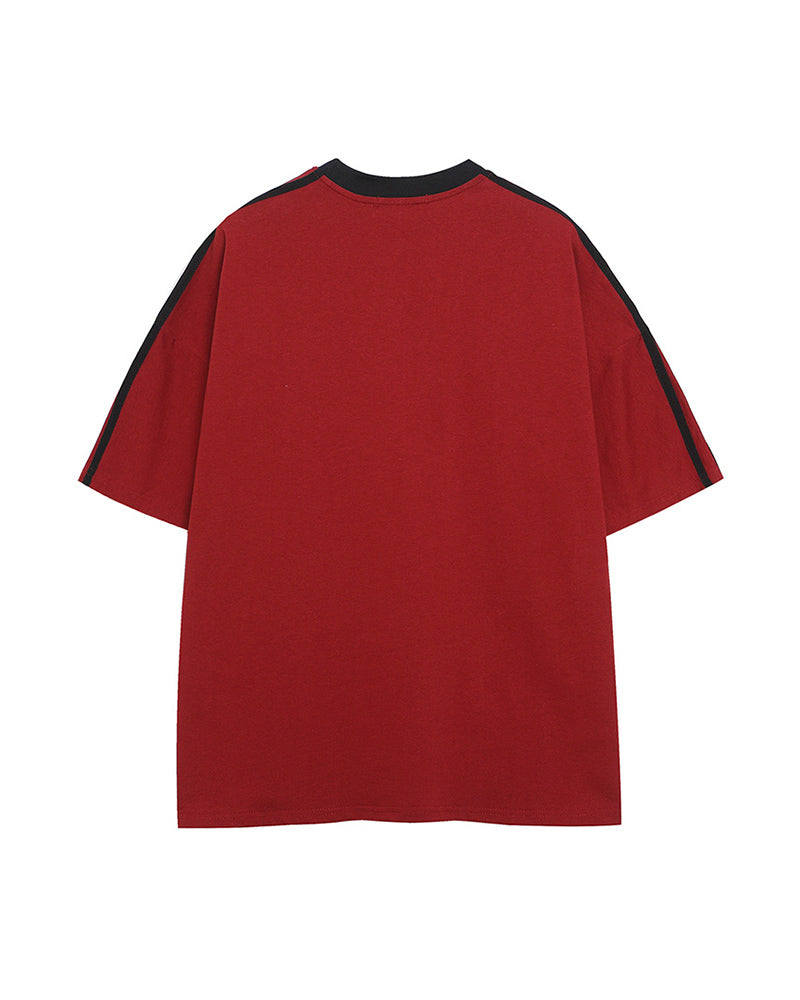 Contrast color letter print short sleeves