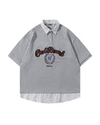 Fake two-piece lapel short sleeves