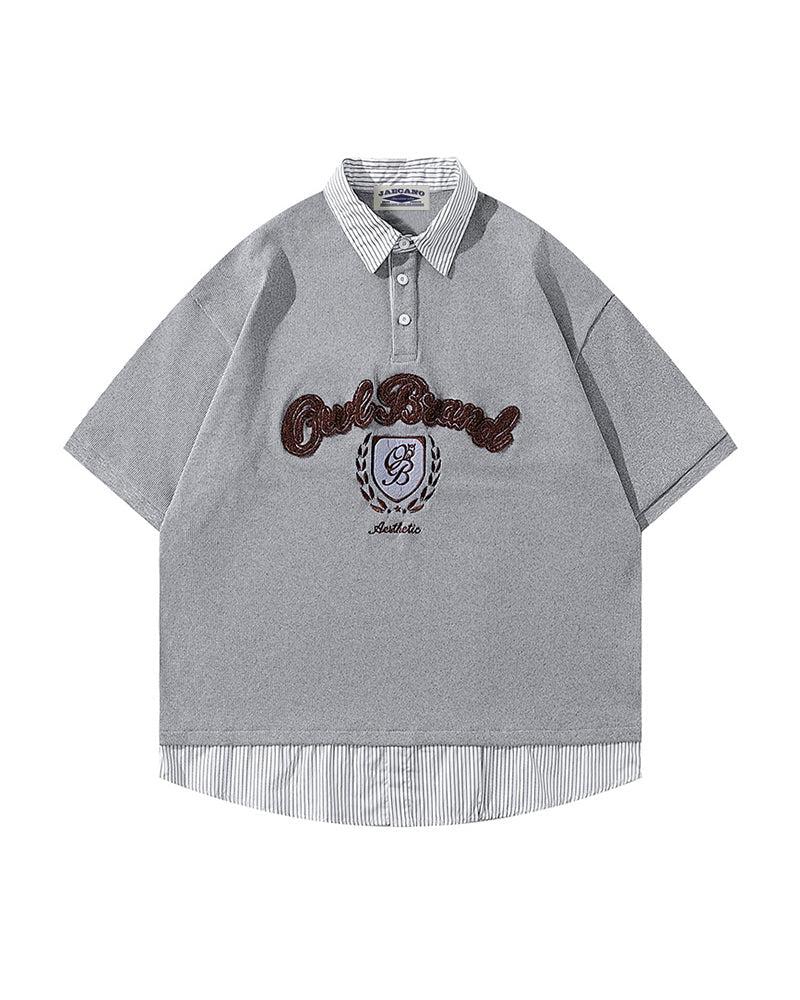 Fake two-piece lapel short sleeves