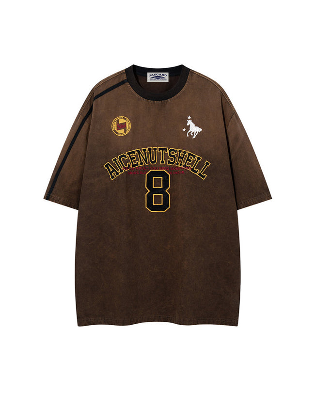 Washed distressed short-sleeved shirt Main Image