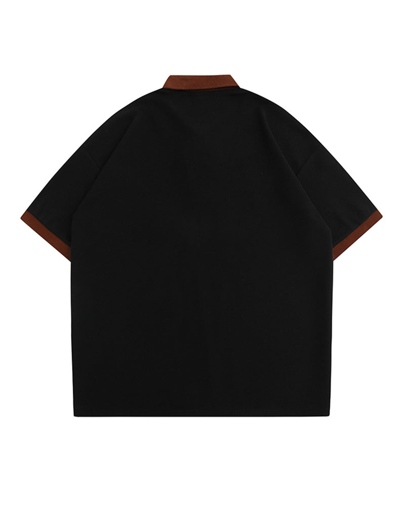 American retro hip hop embroidered letter short sleeves