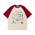 Retro contrast color cute kitten short sleeves