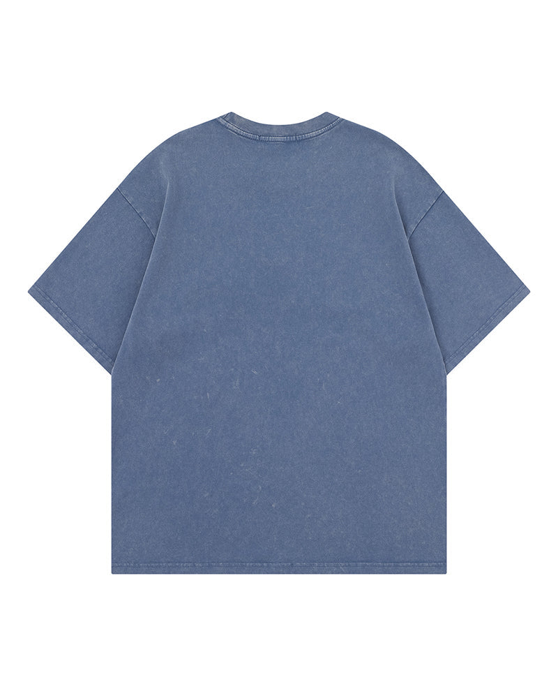 Retro distressed short-sleeved shirt