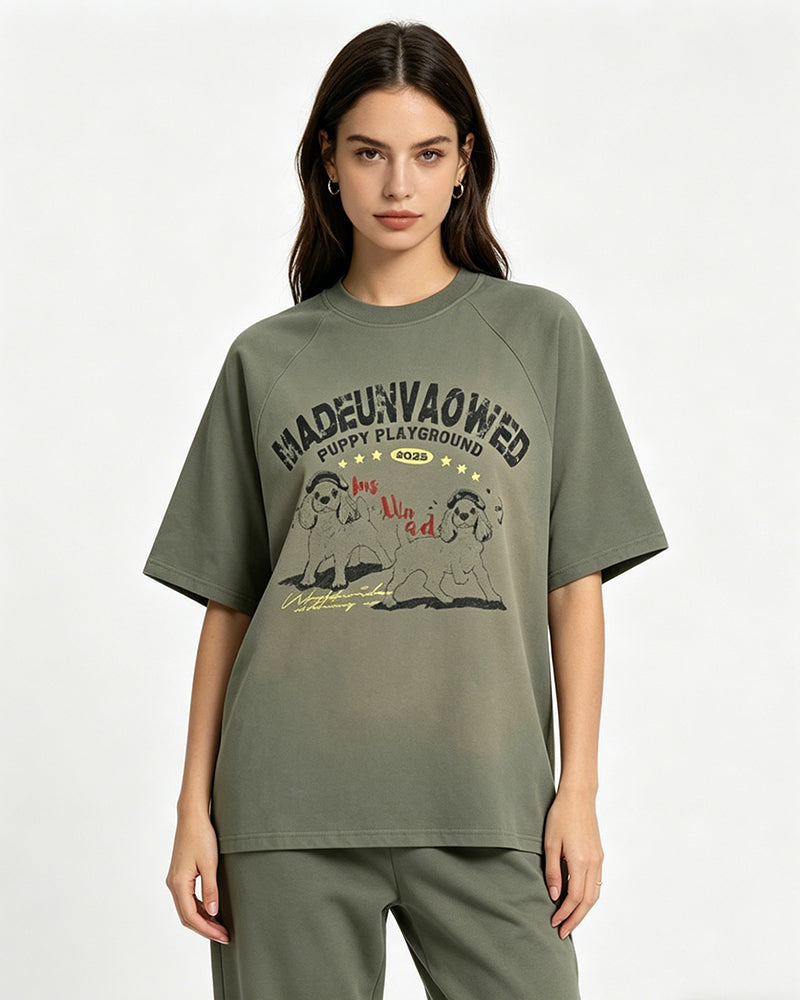 Vintage distressed crew neck short sleeve