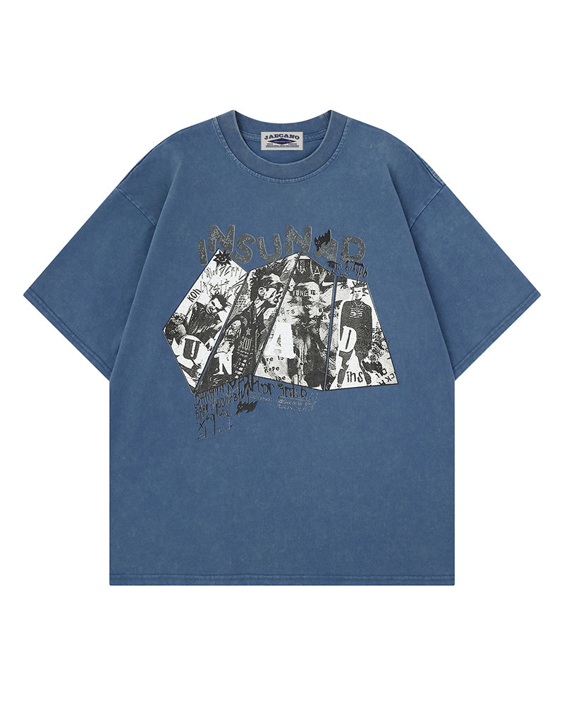 Collage Distressed Short-Sleeved T-shirt
