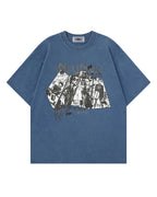 Collage Distressed Short-Sleeved T-shirt