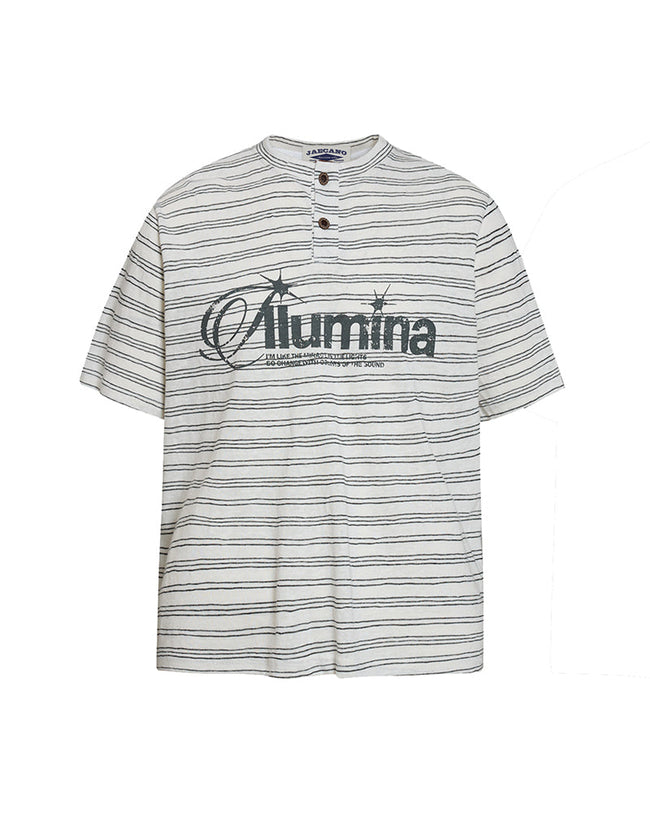 Striped loose short-sleeved shirt Hover Image