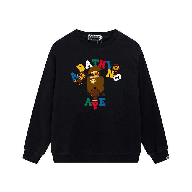 BAPE Colorful Ape Graphic Crewneck Sweatshirt Black Hover Image