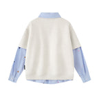 Fake two piece lapel sweatshirt