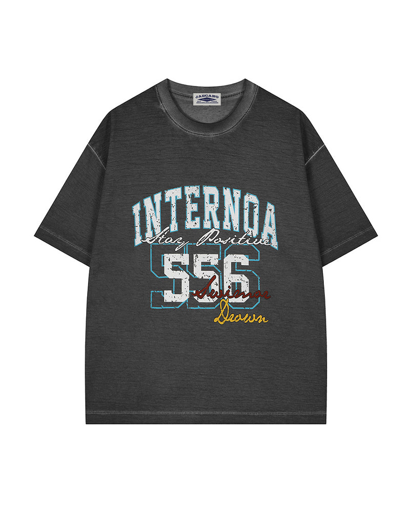 Washed distressed casual short-sleeved shirt