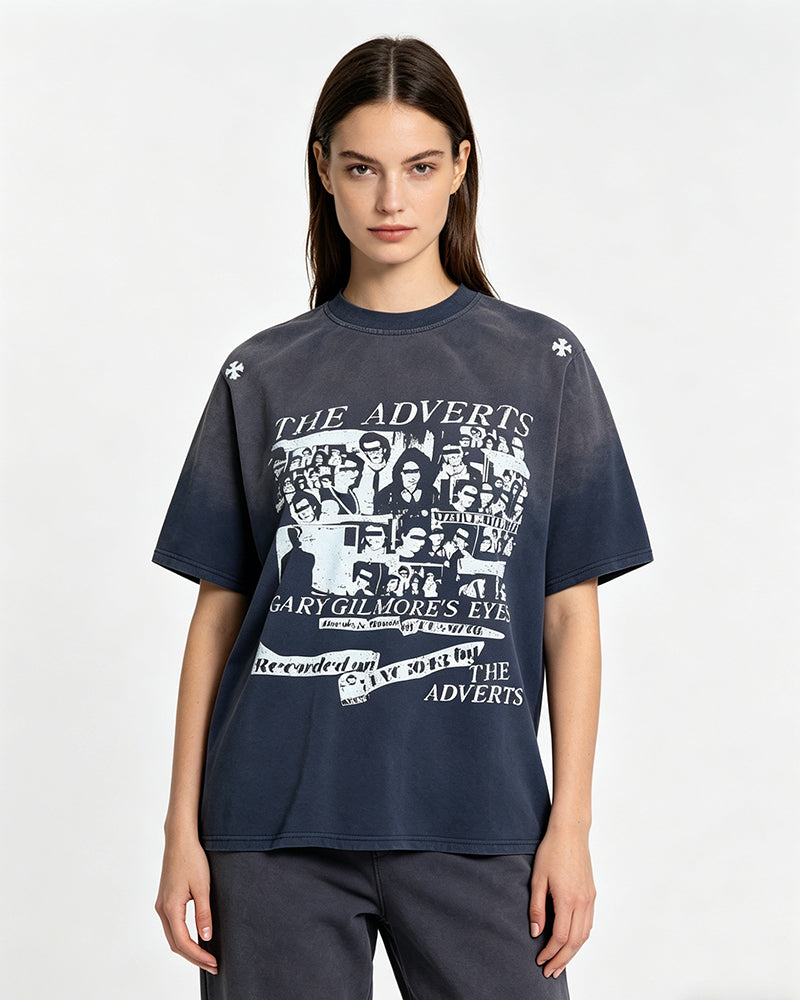 Distressed Print Short-Sleeve