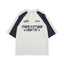 American letter print patchwork raglan oversize short sleeves