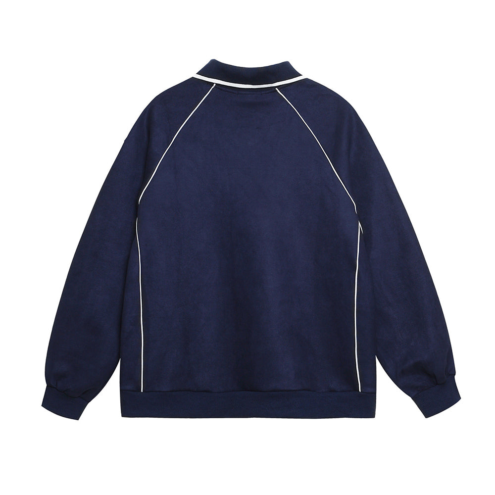 Retro lapel sweatshirt
