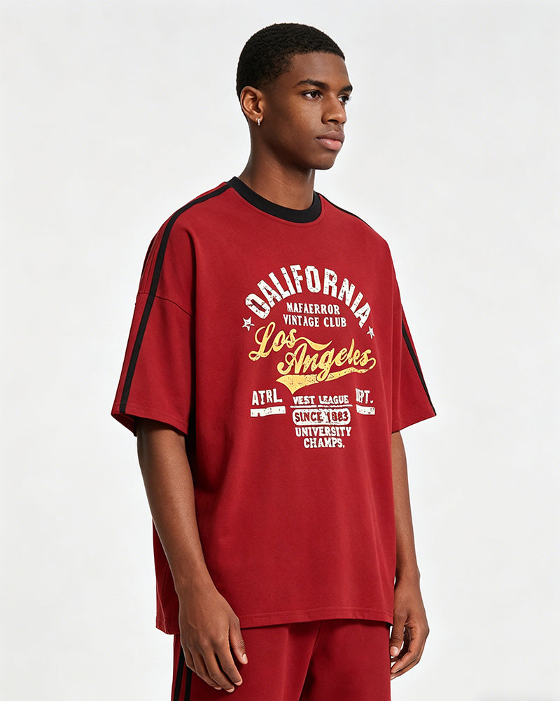 Contrast color letter print short sleeves