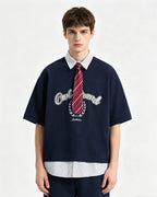Fake two-piece lapel short sleeves